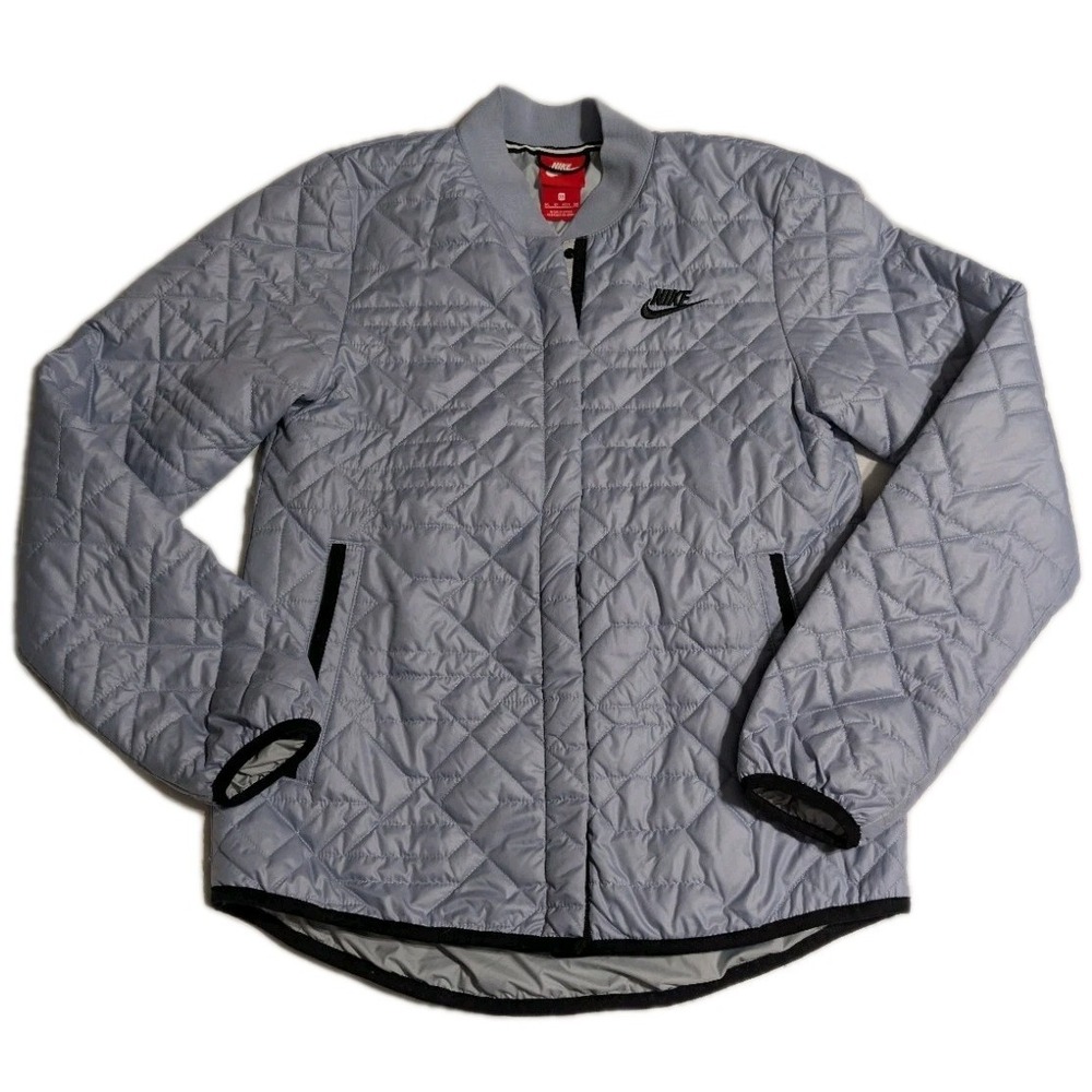 Nike Primaloft Quilted Jacket Women's XS Blue Gray Snap‎ Front Insulated